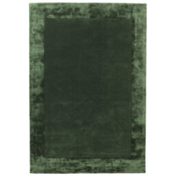 Handmade Modern Rug, Green Rug For Bedroom, & Living Room Rug, Bordered Wool Rug, Luxurious Plain Rug-80Cm X 150Cm - thumbnail 1