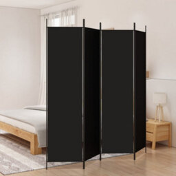 Berkfield 4-Panel Room Divider Black 200X200 Cm Fabric - thumbnail 1