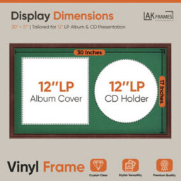 "30X17"" Rose Wood Classic Vinyl Record Frame With Emerald Mount For 12 Inch Lp Album Cover & Disc - Ak Frames" - thumbnail 2