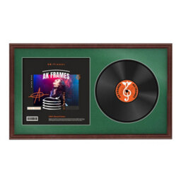 "30X17"" Rose Wood Classic Vinyl Record Frame With Emerald Mount For 12 Inch Lp Album Cover & Disc - Ak Frames"