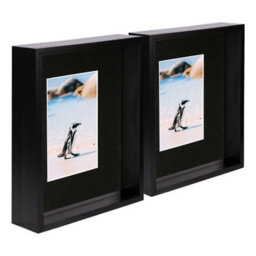 "Nicola Spring 8 X 10"" Deep Photo Frames - Black/black Mount - 3D Deep Box Picture Frame Display Case (4 X 6"" Mount) X2" - thumbnail 1