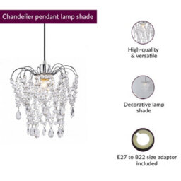 Innoteck Luxury Chandelier Style Teardrop Pendant Lightshade - thumbnail 2