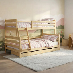 Arte Fami Pine Wooden Bunk Bed With Drawers - Foam/bonnell Mattresses - 90 X 200 Cm & 120 X 200 Cm - thumbnail 6