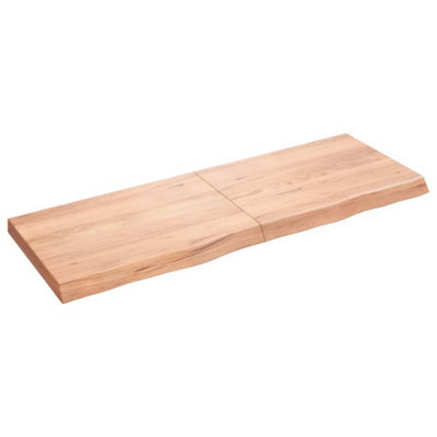 Berkfield Wall Shelf Light Brown 140X50X6 Cm Treated Solid Wood Oak - image 1