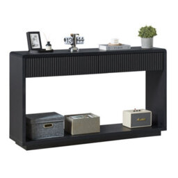 Matteo Modern Fluted Hallway Console Table, 150Cm Wide - Black - thumbnail 5