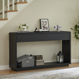 Matteo Modern Fluted Hallway Console Table, 150Cm Wide - Black - thumbnail 8