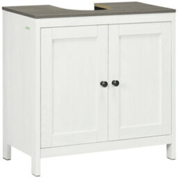 Kleankin Bathroom Sink Cabinet, Freestanding Under Sink Cabinet Adjustable Shelf - thumbnail 2