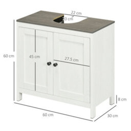 Kleankin Bathroom Sink Cabinet, Freestanding Under Sink Cabinet Adjustable Shelf - thumbnail 3