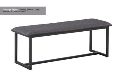 Baumhaus Vintage Styled Grey Pu Leather Dining Bench