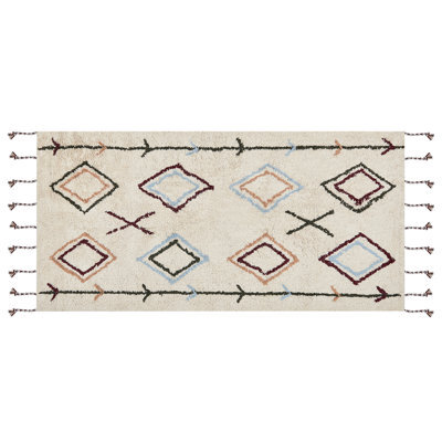 Beliani Rug Corum Beige 80 X 150 Cm Cotton - image 1