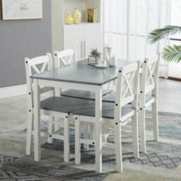 MCC Direct Solid Wooden Kitchen Dining Table And 4 Chairs Set Grey By Mcc - thumbnail 2