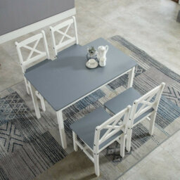 MCC Direct Solid Wooden Kitchen Dining Table And 4 Chairs Set Grey By Mcc - thumbnail 3