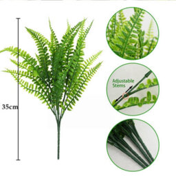 Amorly 20Pcs Artificial Boston Fern, 7 Forks Fake Boston Fern Greenery Stems, Artificial Fern Plant For Home Garden Wedding Party Decor - thumbnail 2