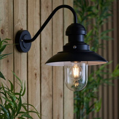 Anson Lighting Heron Outdoor Wall Light Finished Matt Black And Clear Glass - image 1