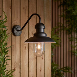 Anson Lighting Heron Outdoor Wall Light Finished Matt Black And Clear Glass - thumbnail 3