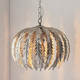 Small Ornate Silver Ceiling Pendant Light Fitting Decorative Layered Leaf Design - thumbnail 3