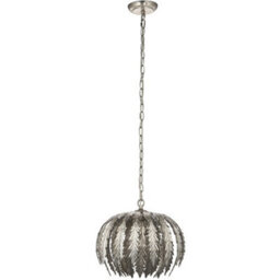 Small Ornate Silver Ceiling Pendant Light Fitting Decorative Layered Leaf Design - thumbnail 4