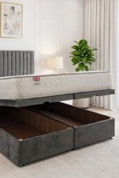 "Knight Sleep Emily Ottoman Bed Grey Plush 3Ft With Mattress & 24""headboard - Single" - thumbnail 2