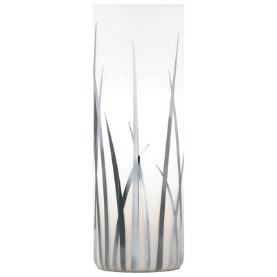 Elegant White Chrome Table Desk Lamp With Glass Shade And E27 Bulb Socket - image 1