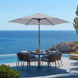 Rinse Bathrooms Outdoor Patio Garden Parasol 2.5M Sun Shade Umbrella Canopy W/crank Tilt Uv Protection Grey - thumbnail 1