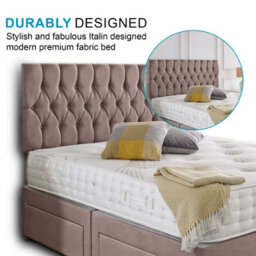 Dining Tables Beirut Matching Headboard Divan Set, 2 Drawer On Same Side With Sprung 1500 Comfort Mattress - Plush Dusty Pink - Double - thumbnail 3