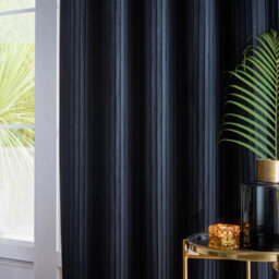 Paoletti Corinthian Velvet Room Darkening Eyelet Curtain Pair Midnight (W)117Cm X (D)183Cm - thumbnail 3