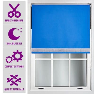 Furnished Diamante Edge Blackout Roller Blinds Made To Measure - Blue (W)180Cm X (L)210Cm - image 1