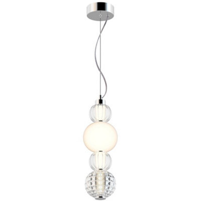 Luminosa Lighting Luminosa Modern Collar Integrated Led Chrome Pendant Ceiling Light Glass Shade - image 1