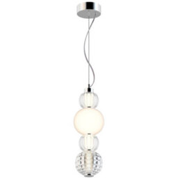 Luminosa Lighting Luminosa Modern Collar Integrated Led Chrome Pendant Ceiling Light Glass Shade - thumbnail 1