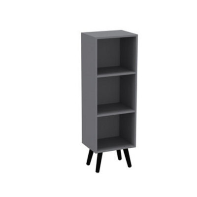 Urbn-Living Urbnliving 80Cm Height 3 Tier Grey Wooden Storage Cube Bookcase Scandinavian Style Black Legs - image 1