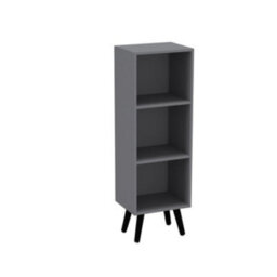 Urbn-Living Urbnliving 80Cm Height 3 Tier Grey Wooden Storage Cube Bookcase Scandinavian Style Black Legs