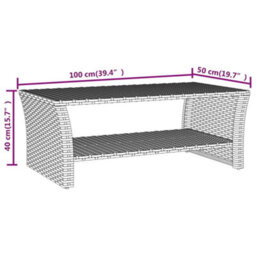 Vidaxl Coffee Table Black 100X50X40 Cm Poly Rattan - thumbnail 6