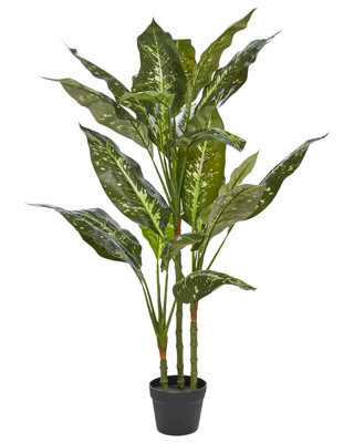 Wyld And Coco Artificial Potted Dieffenbachia Plant 110 Cm In Cement Pot, Green And Black - image 1