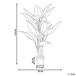 Wyld And Coco Artificial Potted Dieffenbachia Plant 110 Cm In Cement Pot, Green And Black - thumbnail 4