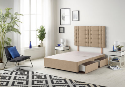 Somnior Beds Somnior Bliss Plush Beige Divan Bed Base With 4 Drawers And Headboard - King - image 1