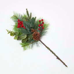 Homescapes Artificial Green Handcrafted Winter Woodland & Eucalyptus Single Stem, 25 X 40 Cm - thumbnail 1