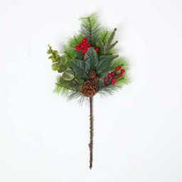 Homescapes Artificial Green Handcrafted Winter Woodland & Eucalyptus Single Stem, 25 X 40 Cm - thumbnail 2