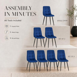 Bravich Zurich Velvet Embossed Dining Chair - Blue - thumbnail 8