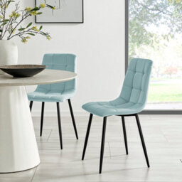 Bravich Zurich Velvet Embossed Dining Chair - Blue