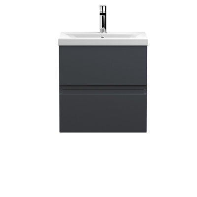 Hudson Reed Urban Soft Black Wall Hung 2 Drawer Vanity Unit And Ceramic Basin With Silent Close, 540 X 510 X 390 - image 1