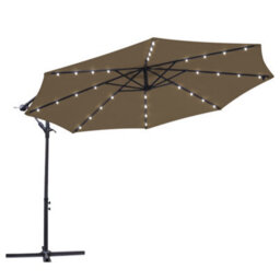 Sundaze Taupe 3M Garden Banana Parasol Cantilever Umbrella Outdoor Hanging Patio Led Solar Lights With Base - thumbnail 3