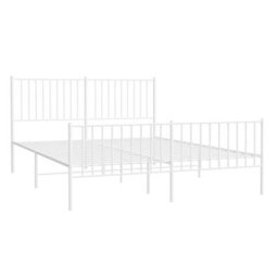 Berkfield Metal Bed Frame With Headboard And Footboard White 160X200 Cm - thumbnail 4