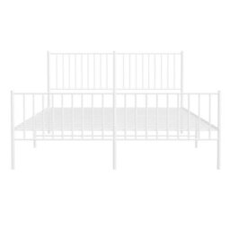 Berkfield Metal Bed Frame With Headboard And Footboard White 160X200 Cm - thumbnail 5