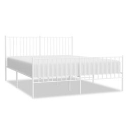 Berkfield Metal Bed Frame With Headboard And Footboard White 160X200 Cm - thumbnail 2