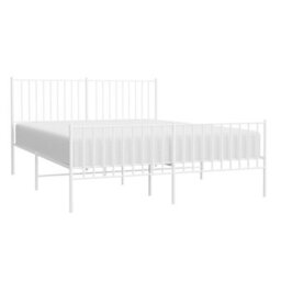 Berkfield Metal Bed Frame With Headboard And Footboard White 160X200 Cm - thumbnail 3