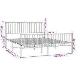 Berkfield Metal Bed Frame With Headboard And Footboard White 160X200 Cm - thumbnail 9