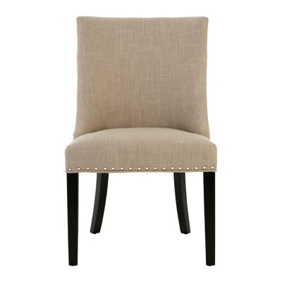 Orsina Elegant Natural Linen With Curly Back Dining Chair, Sturdy Grey Dining Chair, Stylish Chair For Diningroom - image 1