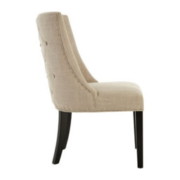 Orsina Elegant Natural Linen With Curly Back Dining Chair, Sturdy Grey Dining Chair, Stylish Chair For Diningroom - thumbnail 3