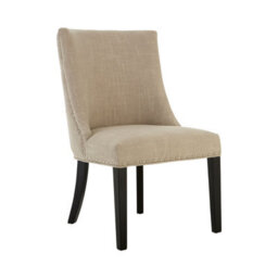 Orsina Elegant Natural Linen With Curly Back Dining Chair, Sturdy Grey Dining Chair, Stylish Chair For Diningroom - thumbnail 2