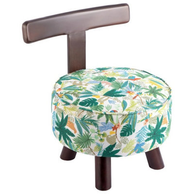 Green Vintage Makeup Stool Wooden Leg Low Back Chair For Bedroom Dressing Table - image 1